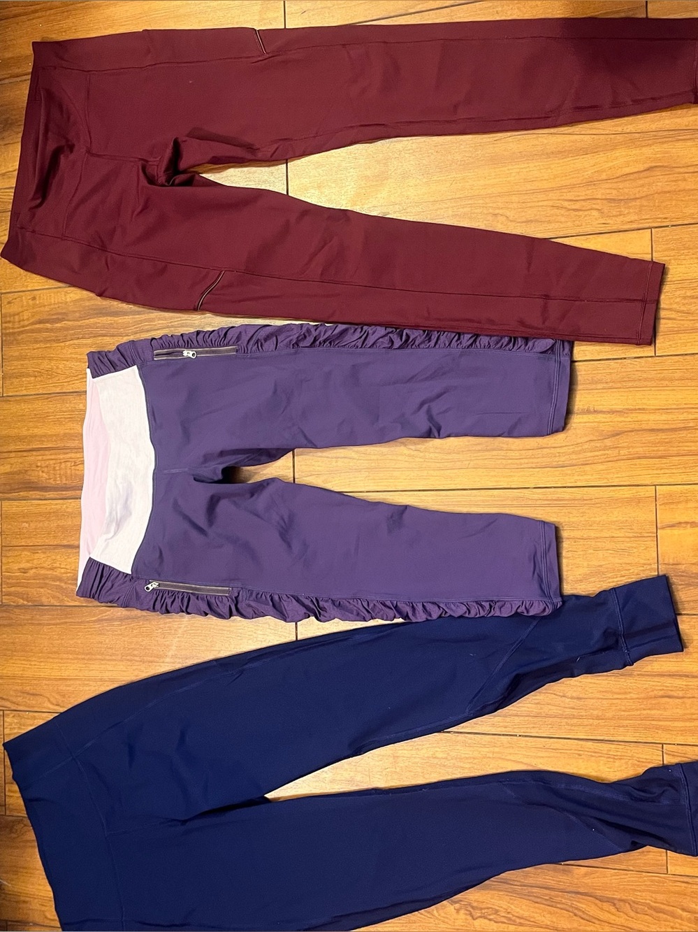 lululemon bundle - 3 pair Leggings in Burgundy, Purple & Navy